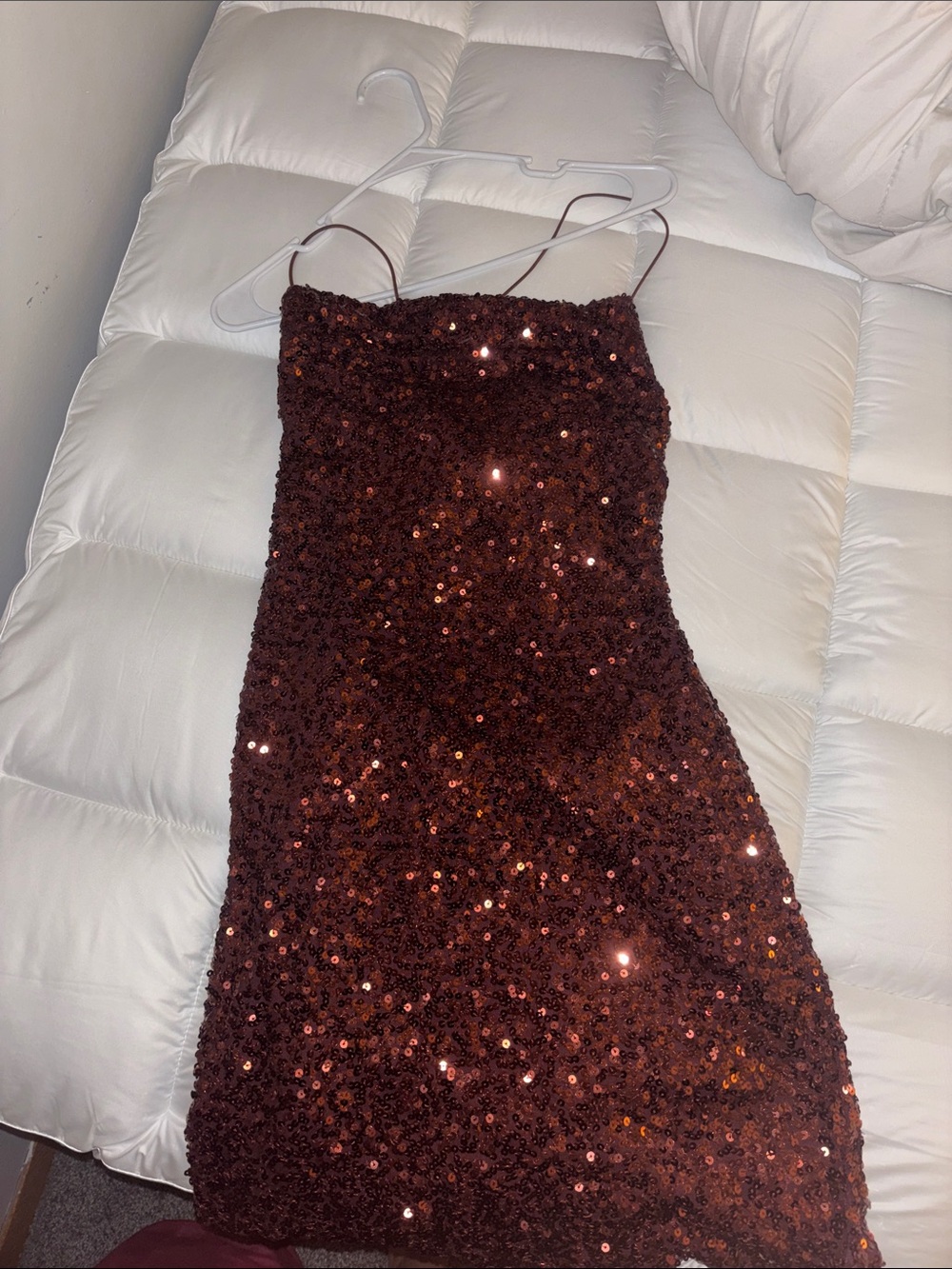 Windsor Copper Brown Sequin Mini Dress